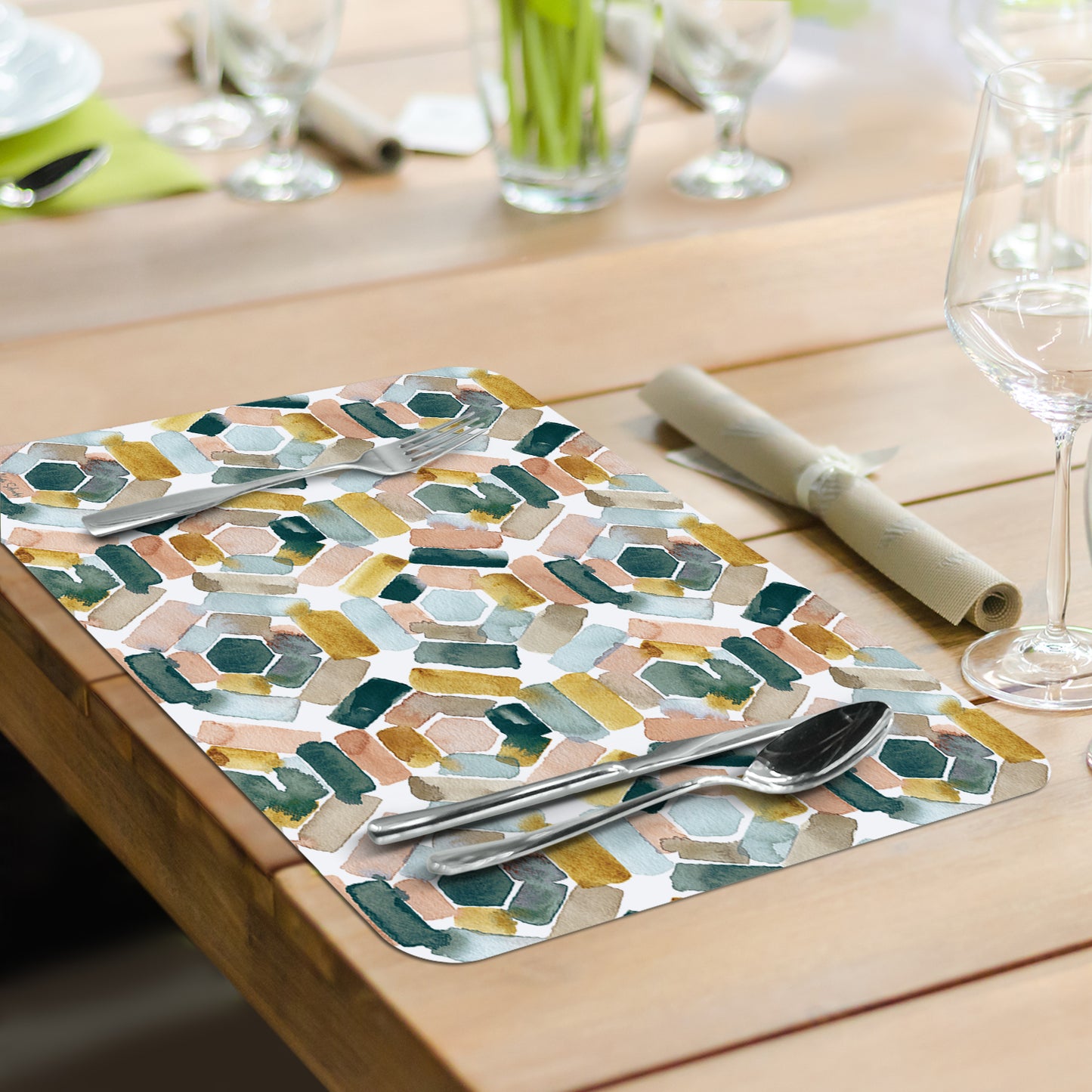 CounterArt Modern Floral 4 Pack Reversible Easy Care Flexible Placemats Made in the USA