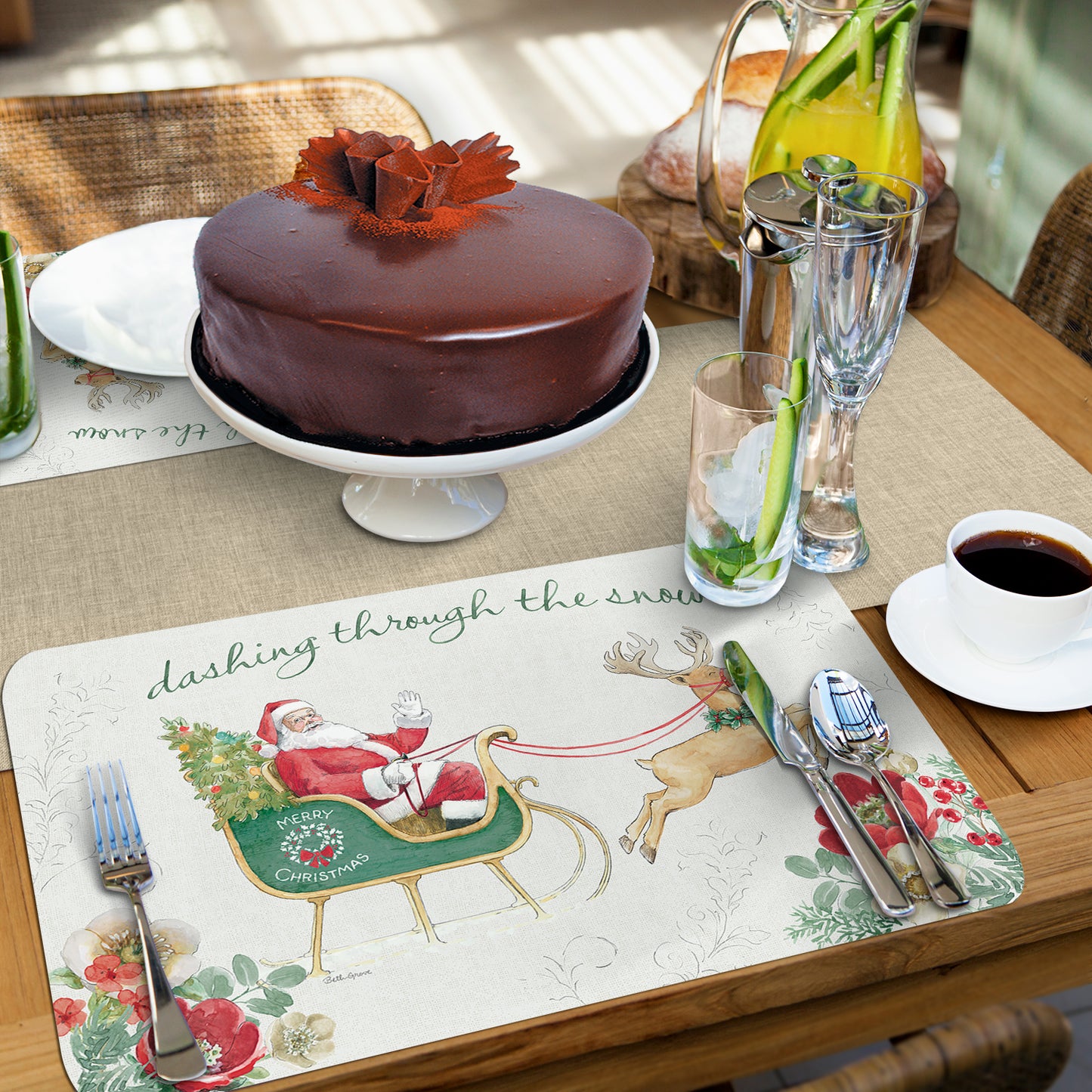 CounterArt Holiday Traditions 4 Pack Reversible Easy Care Placemats Made in the USA