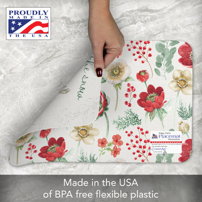 CounterArt Holiday Traditions 4 Pack Reversible Easy Care Placemats Made in the USA