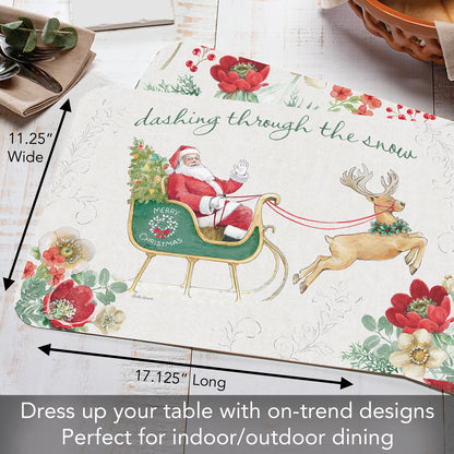 CounterArt Holiday Traditions 4 Pack Reversible Easy Care Placemats Made in the USA
