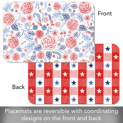 CounterArt Patrioitic Picnic 4 Pack Reversible Easy Care Flexible Placemats Made in the USA