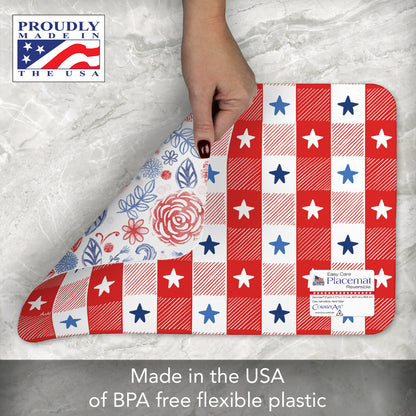CounterArt Patrioitic Picnic 4 Pack Reversible Easy Care Flexible Placemats Made in the USA
