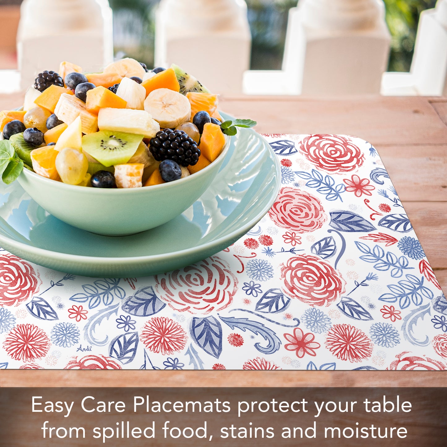 CounterArt Patrioitic Picnic 4 Pack Reversible Easy Care Flexible Placemats Made in the USA