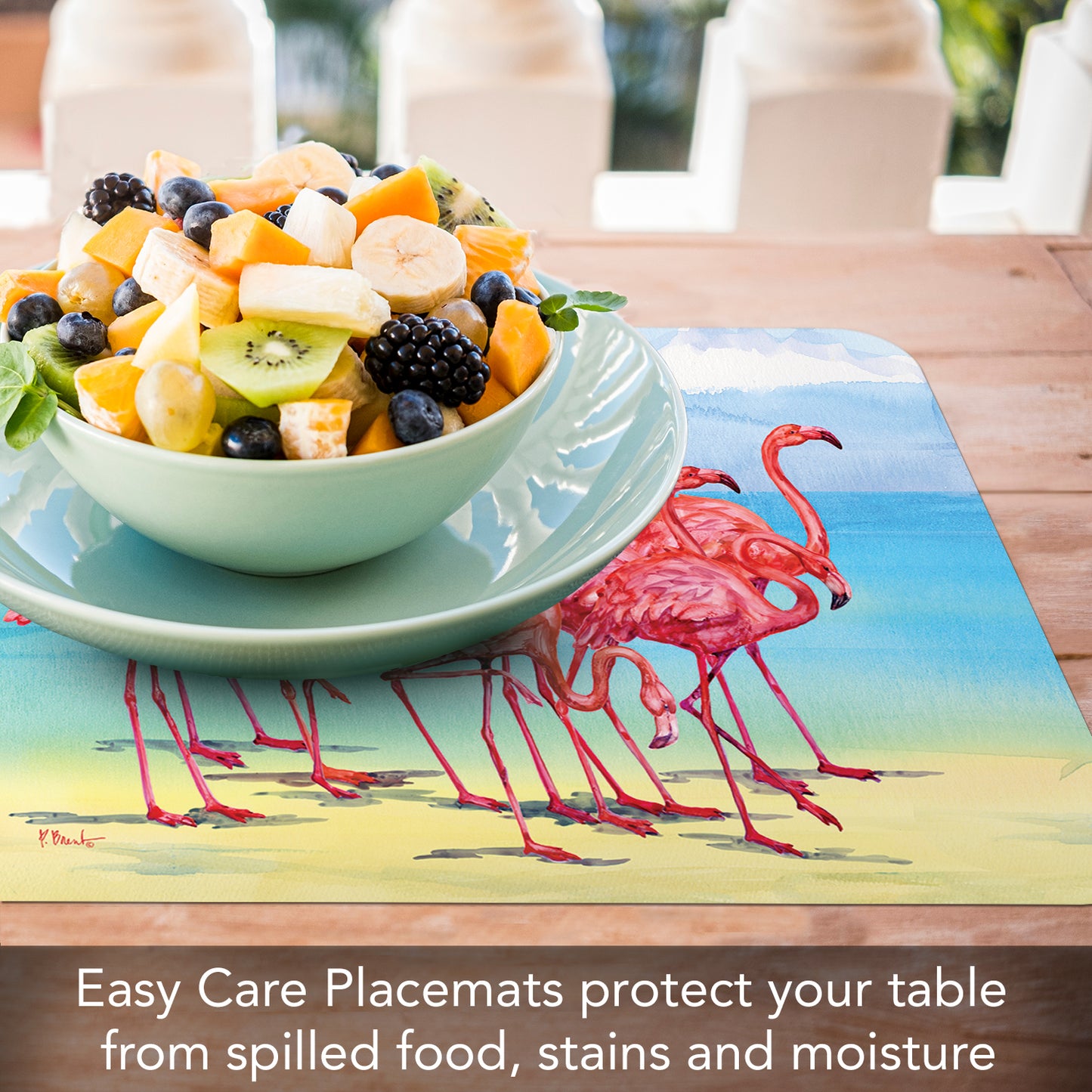 CounterArt Flamingo Horizon 4 Pack Reversible Easy Care Flexible Placemats Made in the USA