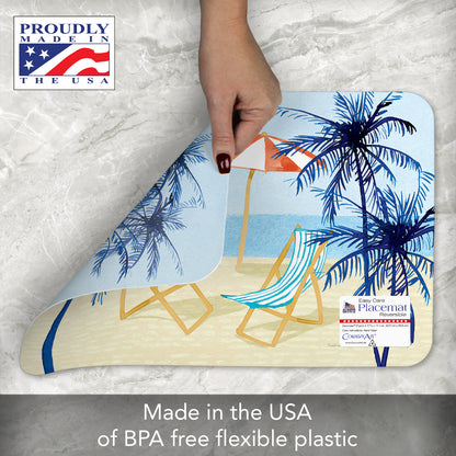 CounterArt Laguna Palms 4 Pack Reversible Easy Care Flexible Placemats Made in the USA