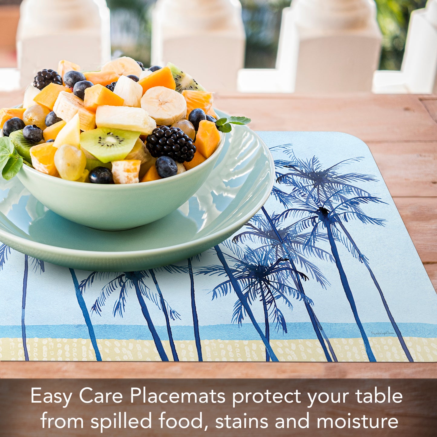 CounterArt Laguna Palms 4 Pack Reversible Easy Care Flexible Placemats Made in the USA