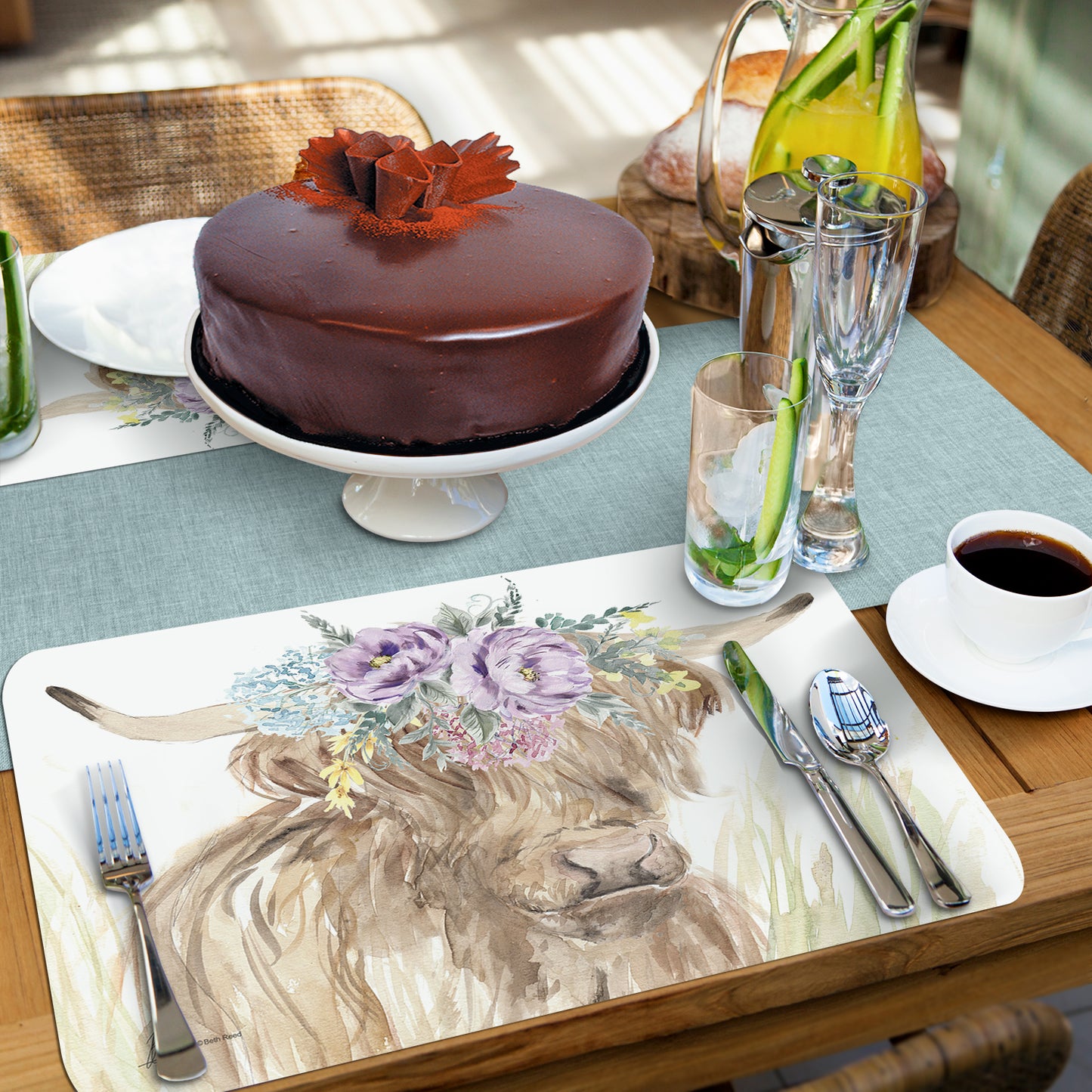 CounterArt Home on The Range 4 Pack Reversible Easy Care Flexible Placemats Made in the USA