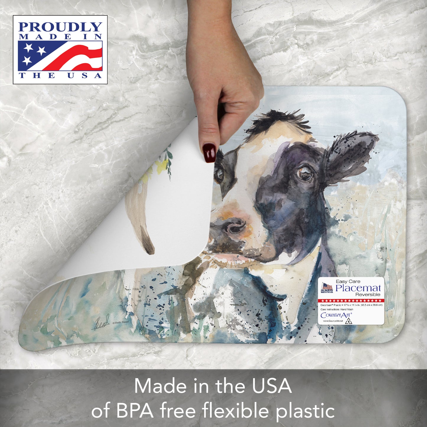 CounterArt Home on The Range 4 Pack Reversible Easy Care Flexible Placemats Made in the USA