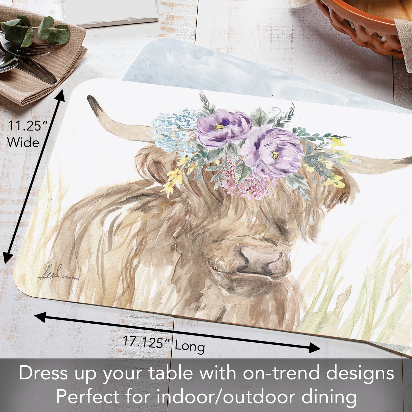 CounterArt Home on The Range 4 Pack Reversible Easy Care Flexible Placemats Made in the USA