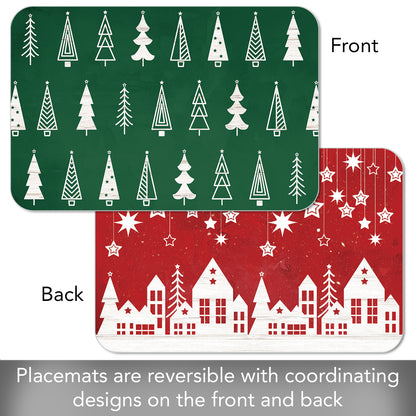 CounterArt Scandinavian Trees 4 Pack Reversible Easy Care Placemats Made in the USA