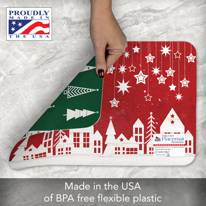 CounterArt Scandinavian Trees 4 Pack Reversible Easy Care Placemats Made in the USA