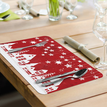 CounterArt Scandinavian Trees 4 Pack Reversible Easy Care Placemats Made in the USA