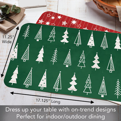 CounterArt Scandinavian Trees 4 Pack Reversible Easy Care Placemats Made in the USA