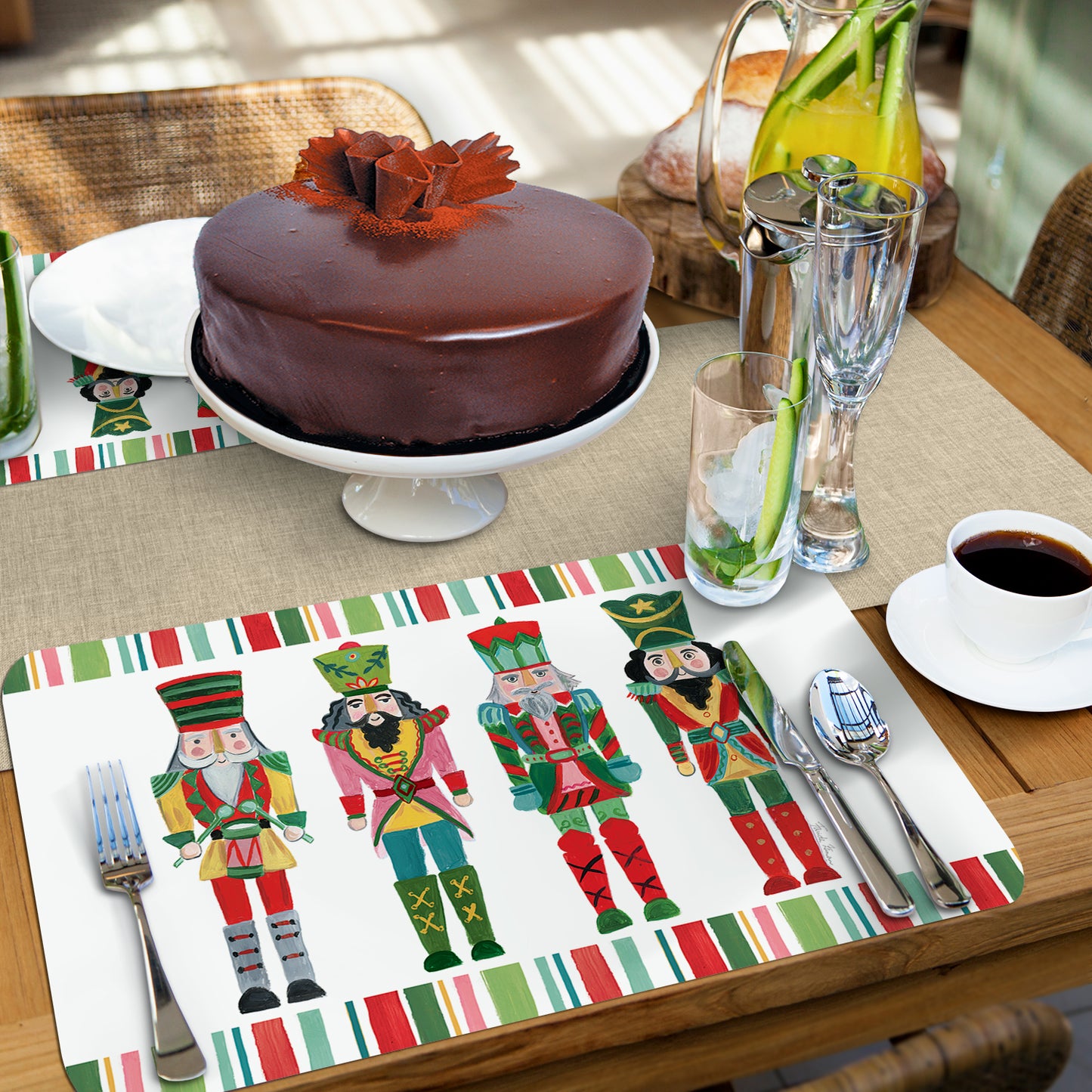 CounterArt Holiday Nutcrackers 4 Pack Reversible Easy Care Placemats Made in the USA