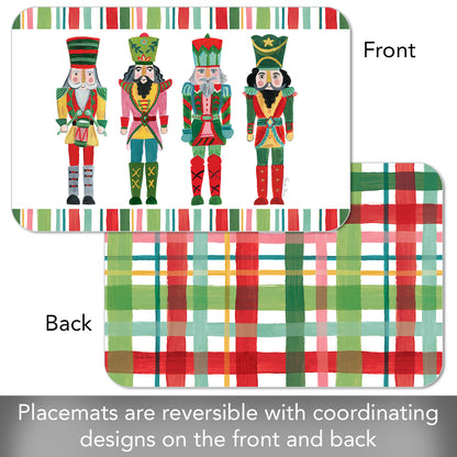 CounterArt Holiday Nutcrackers 4 Pack Reversible Easy Care Placemats Made in the USA