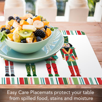 CounterArt Holiday Nutcrackers 4 Pack Reversible Easy Care Placemats Made in the USA