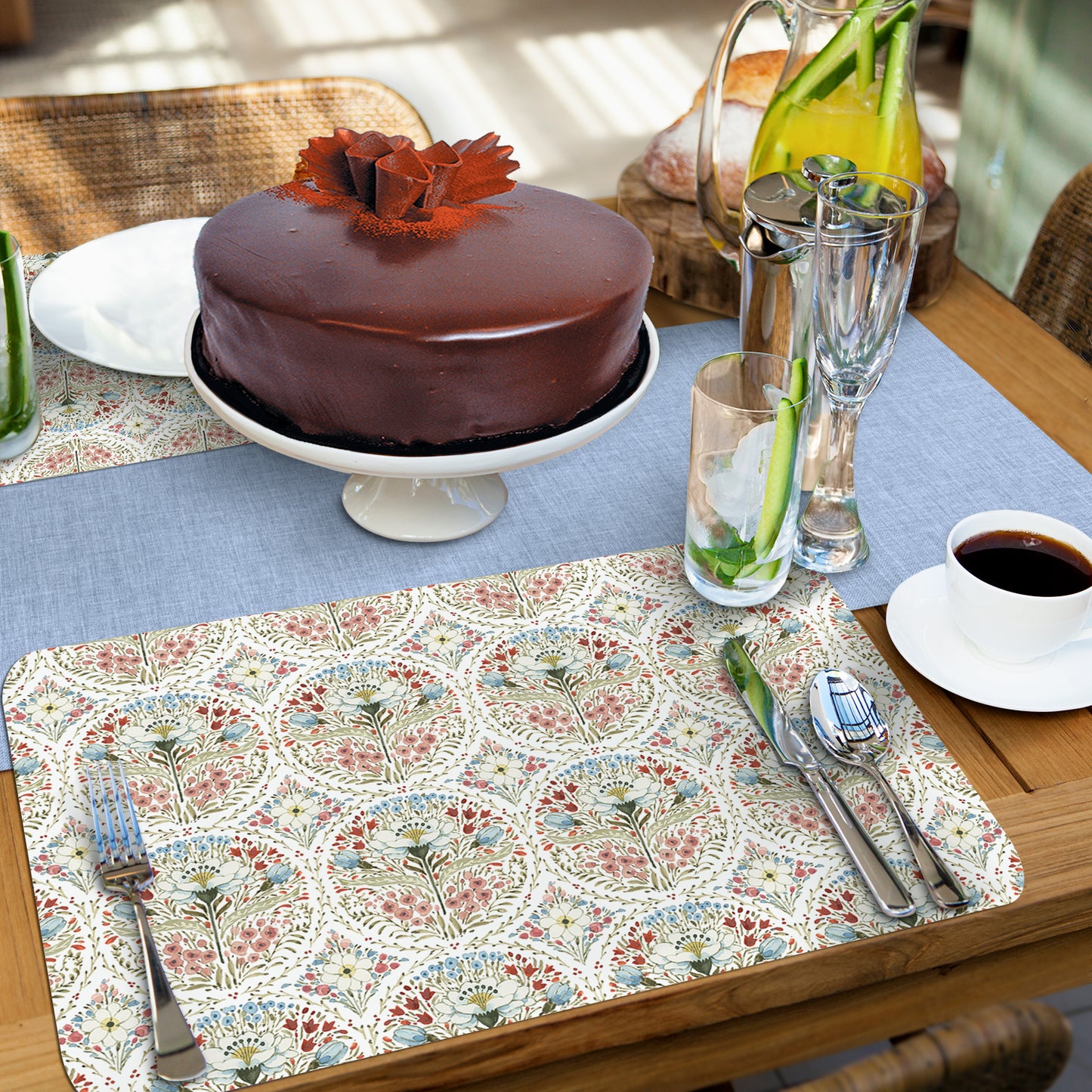 CounterArt Countryside Repeat 4 Pack Reversible Easy Care Flexible Placemats Made in the USA