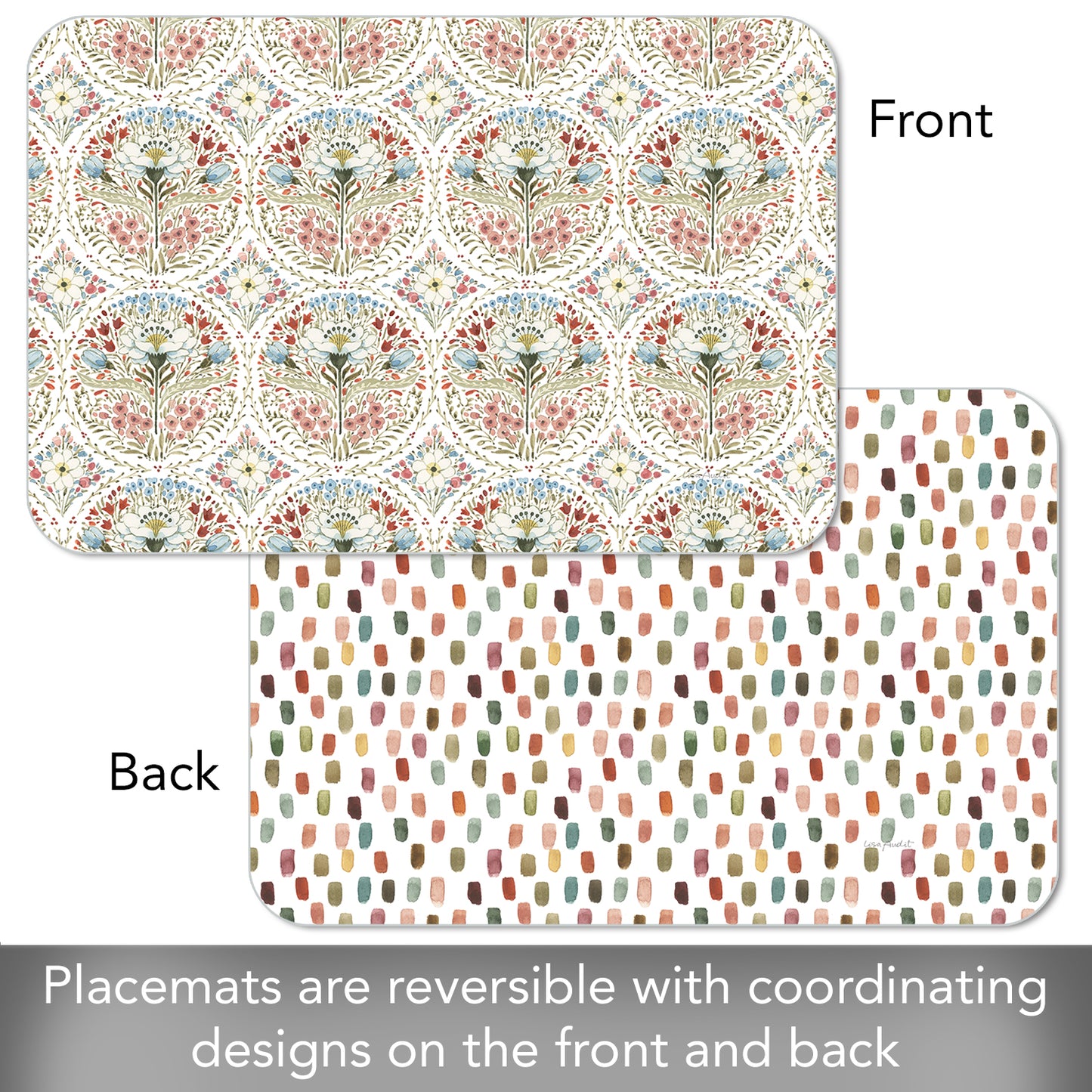 CounterArt Countryside Repeat 4 Pack Reversible Easy Care Flexible Placemats Made in the USA
