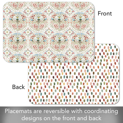 CounterArt Countryside Repeat 4 Pack Reversible Easy Care Flexible Placemats Made in the USA