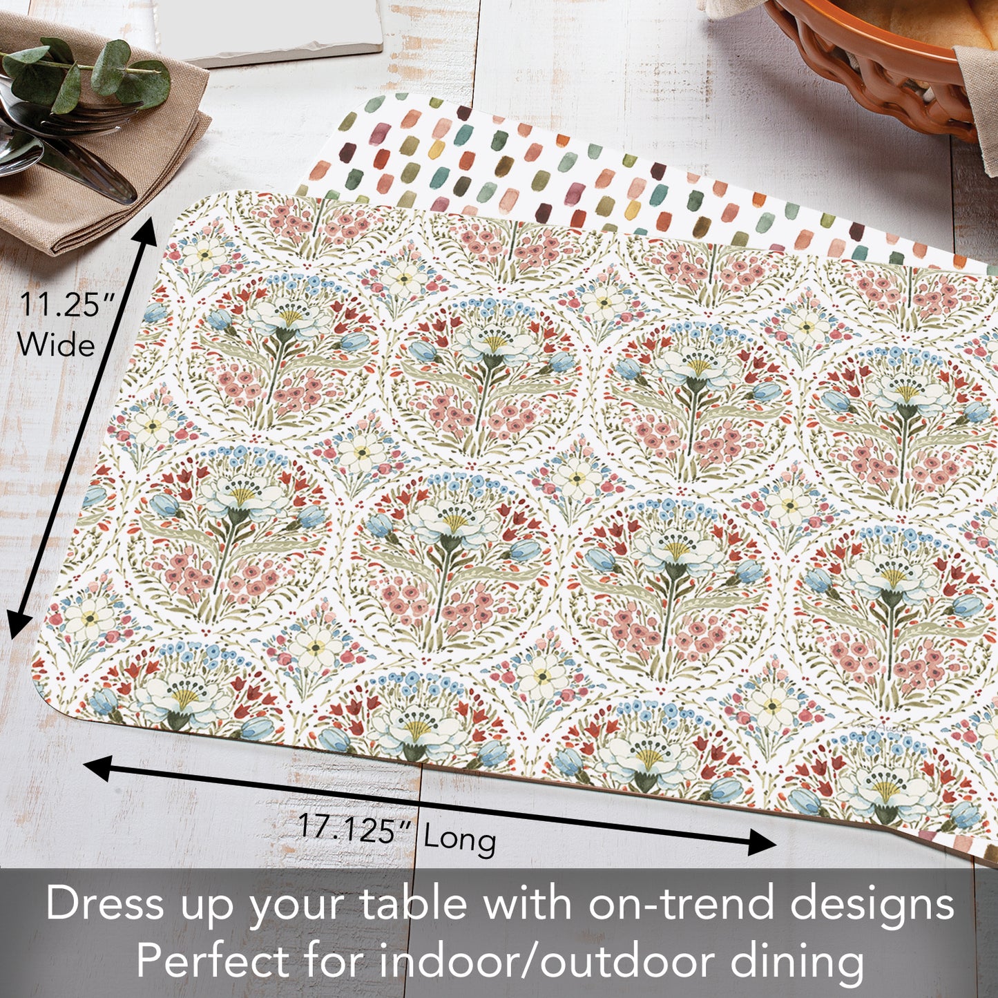 CounterArt Countryside Repeat 4 Pack Reversible Easy Care Flexible Placemats Made in the USA