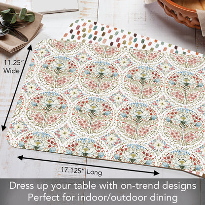 CounterArt Countryside Repeat 4 Pack Reversible Easy Care Flexible Placemats Made in the USA