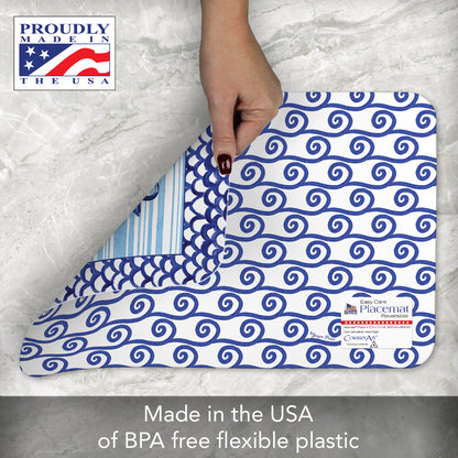 CounterArt Anchors Away 4 Pack Reversible Easy Care Flexible Placemats Made in the USA