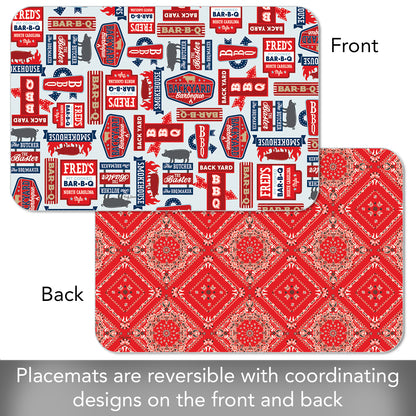 CounterArt BBQ Life 4 Pack Reversible Easy Care Flexible Placemats Made in the USA