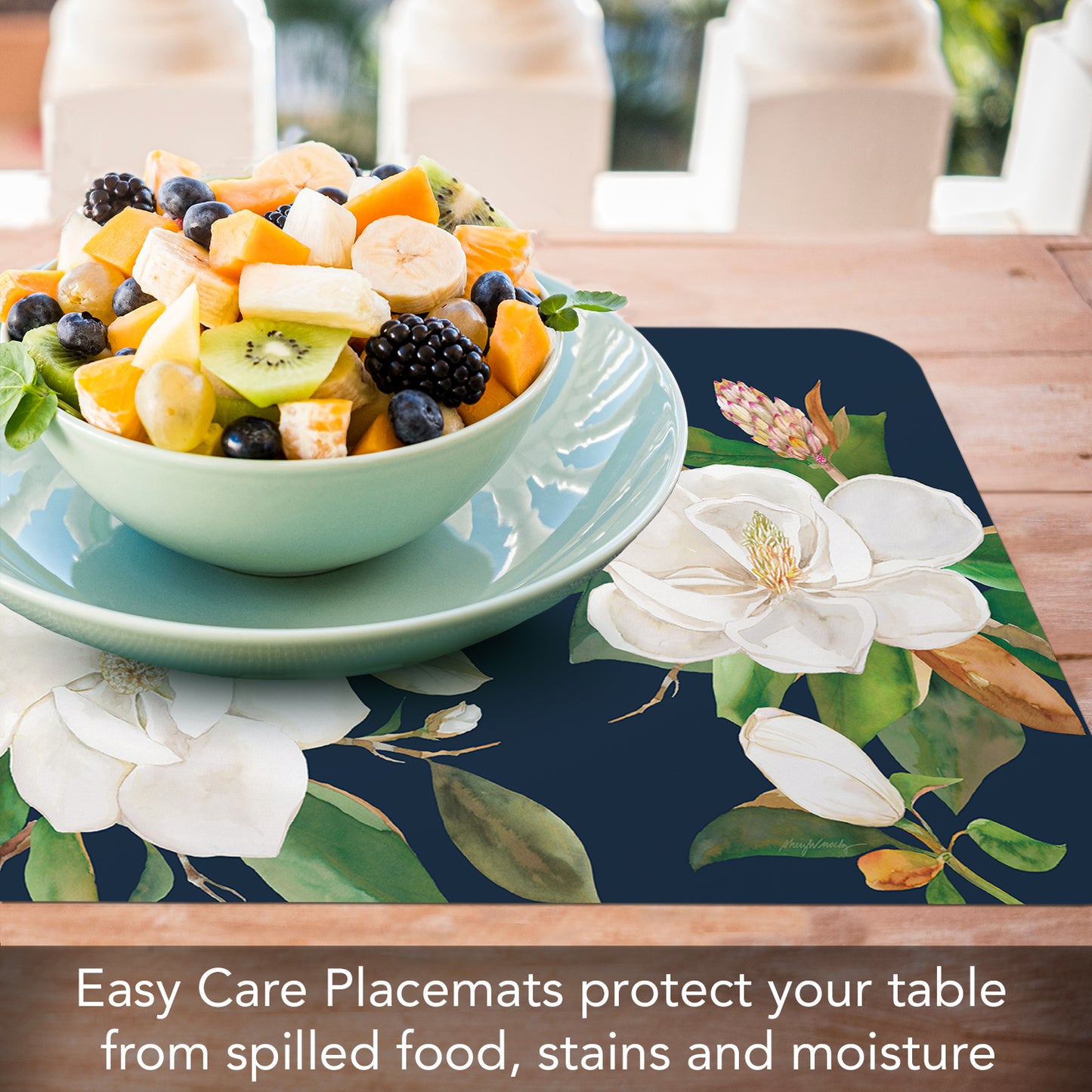 CounterArt Magnolia in Bloom 4 Pack Reversible Easy Care Flexible Placemats Made in the USA