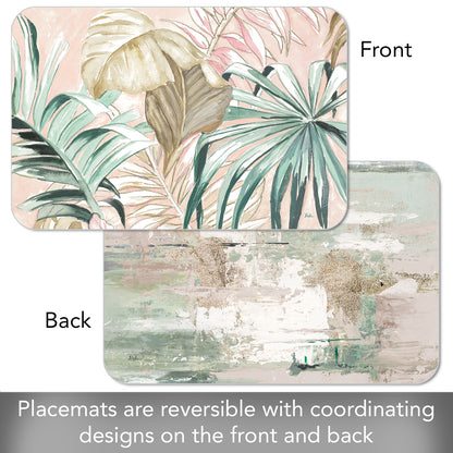 CounterArt Pastel Palms 4 Pack Reversible Easy Care Flexible Placemats Made in the USA