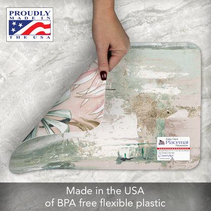 CounterArt Pastel Palms 4 Pack Reversible Easy Care Flexible Placemats Made in the USA