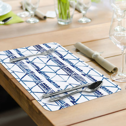 CounterArt Shibori Blues 4 Pack Reversible Easy Care Flexible Placemats Made in the USA