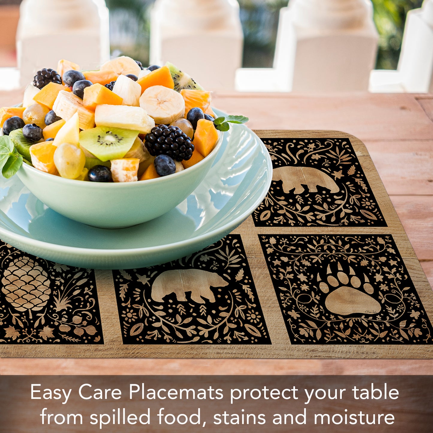 CounterArt Crafted Cabin 4 Pack Reversible Easy Care Flexible Placemats Made in the USA