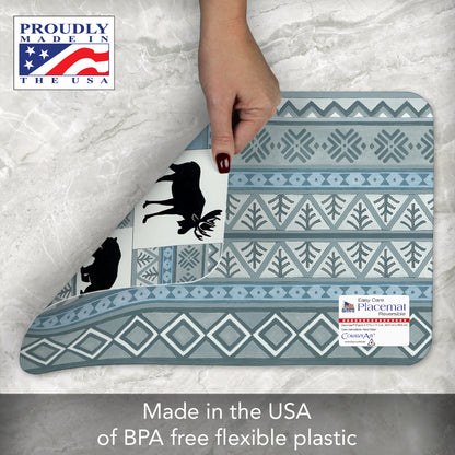 CounterArt Cabin in the Woods 4 Pack Reversible Easy Care Flexible Placemats Made in the USA