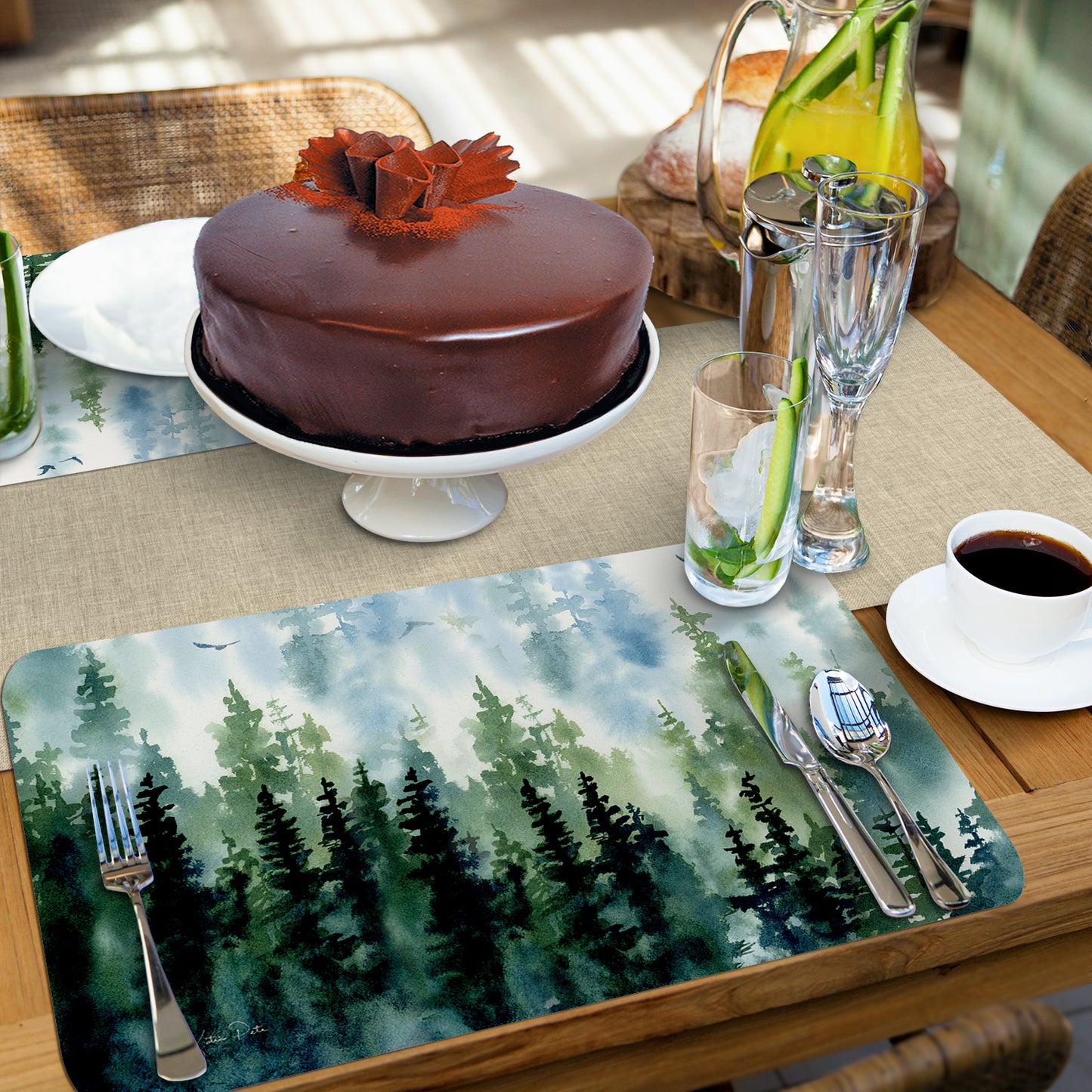 CounterArt Tree Line 4 Pack Reversible Easy Care Flexible Placemats Made in the USA