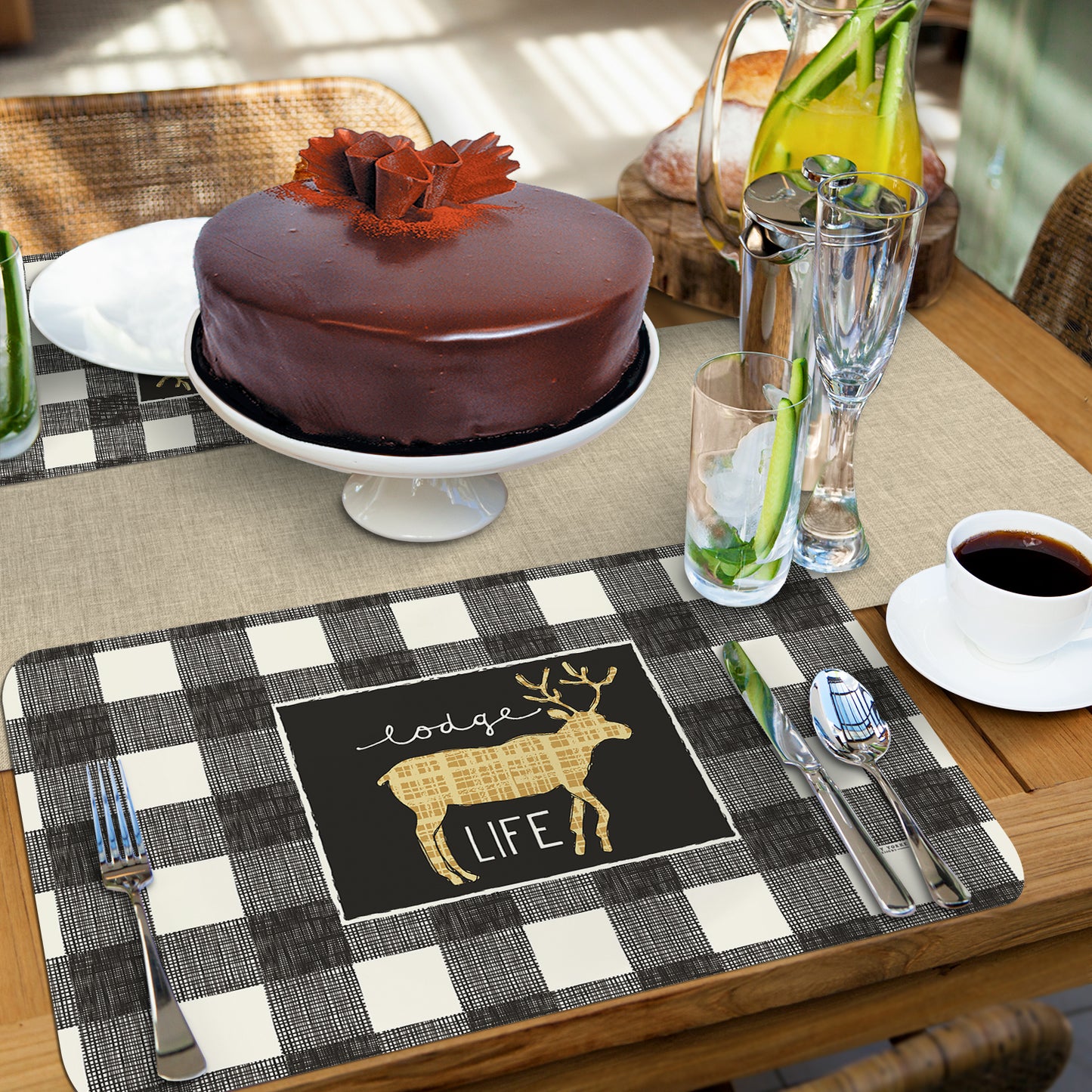 CounterArt Lodge Life 4 Pack Reversible Easy Care Flexible Placemats Made in the USA