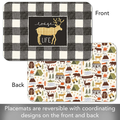 CounterArt Lodge Life 4 Pack Reversible Easy Care Flexible Placemats Made in the USA