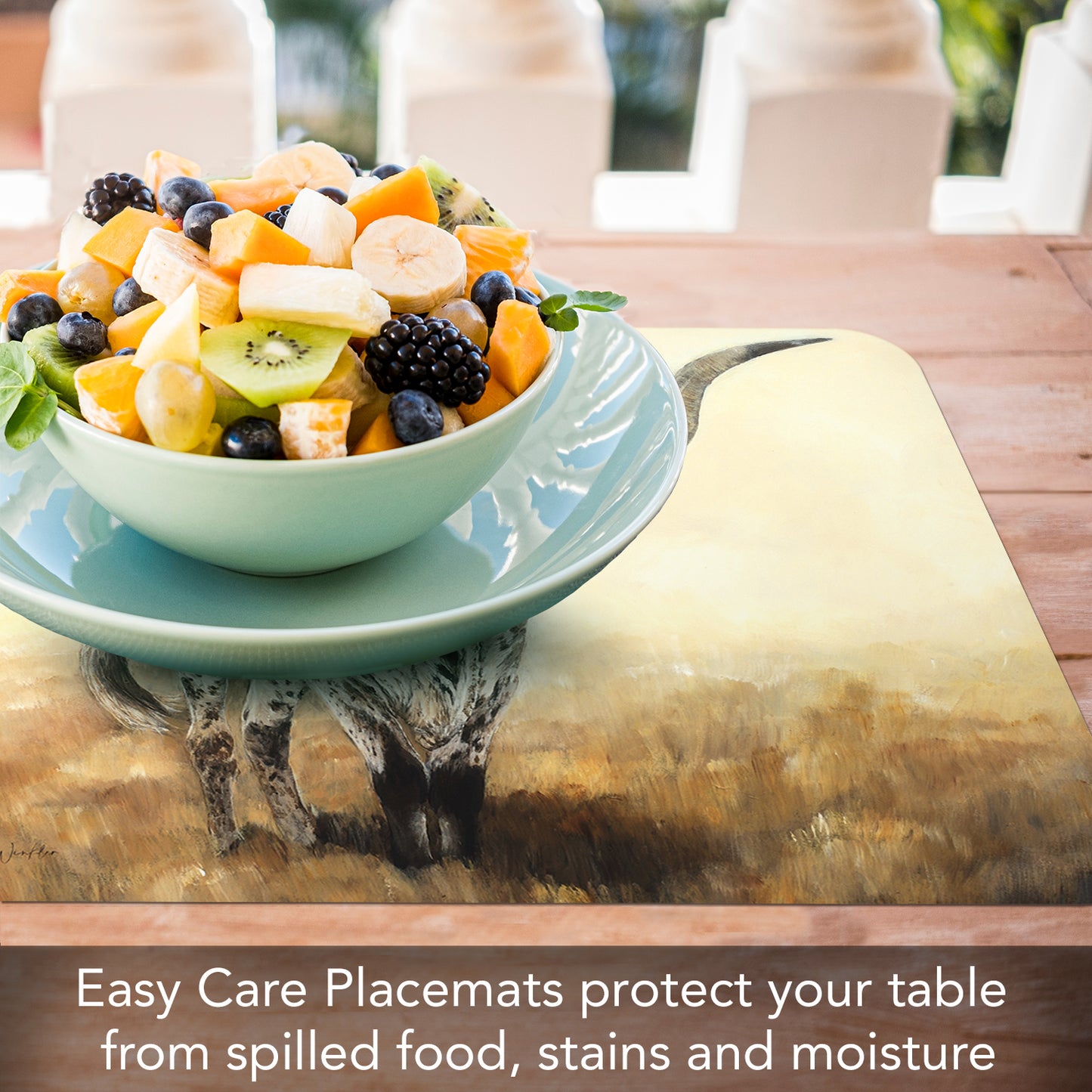 CounterArt Longhorn Journey 4 Pack Reversible Easy Care Flexible Placemats Made in the USA