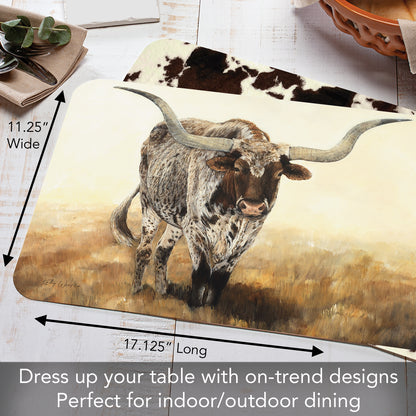 CounterArt Longhorn Journey 4 Pack Reversible Easy Care Flexible Placemats Made in the USA