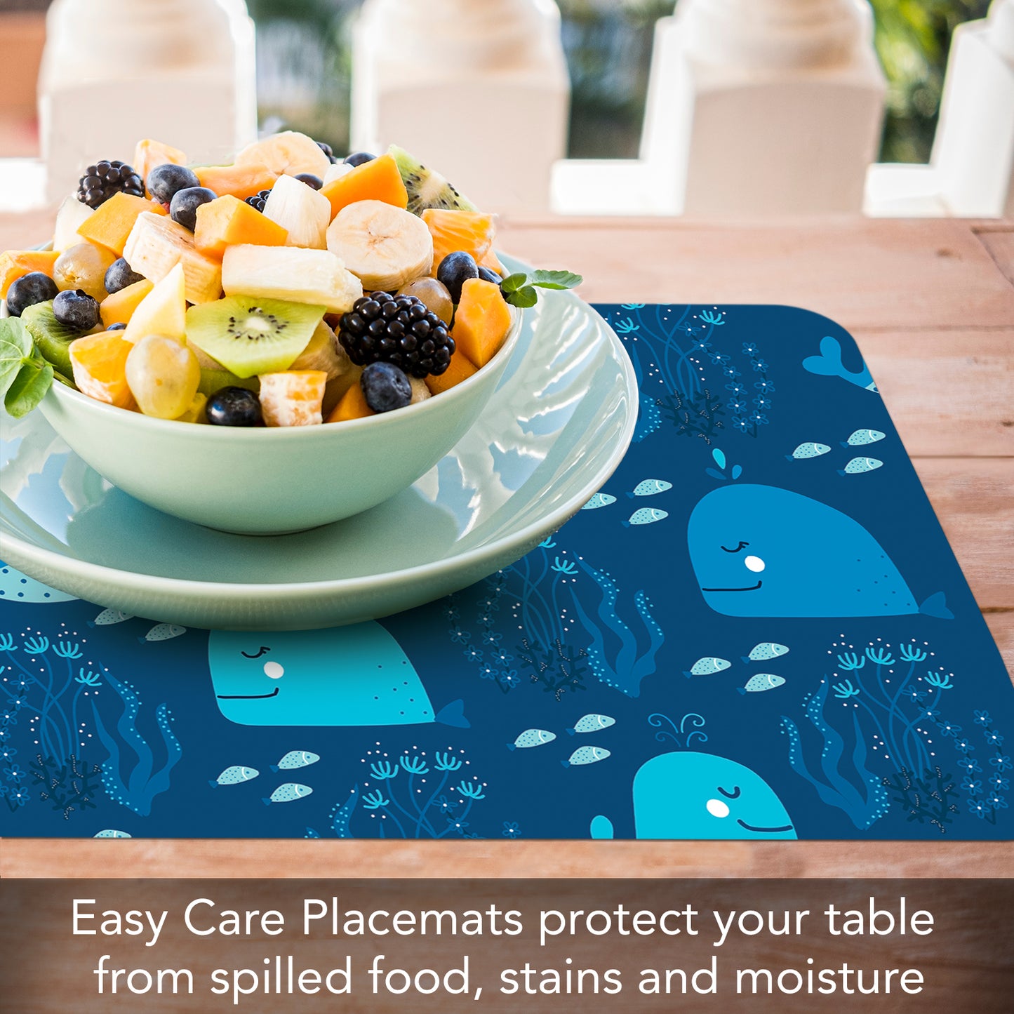 CounterArt Kids Ocean Discovery 4 Pack Reversible Easy Care Flexible Placemats Made in the USA