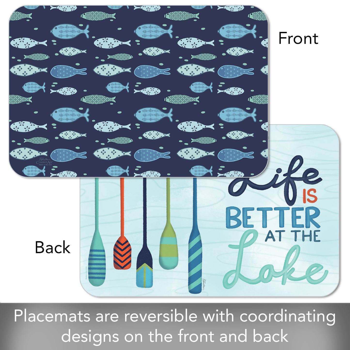 Better at the Lake 4 Pack Reversible Easy Care Flexible Placemats Made in the USA