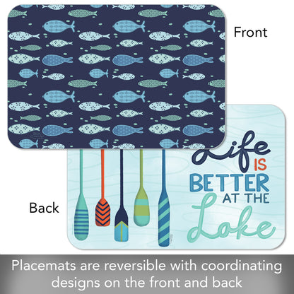 Better at the Lake 4 Pack Reversible Easy Care Flexible Placemats Made in the USA