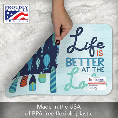 Better at the Lake 4 Pack Reversible Easy Care Flexible Placemats Made in the USA