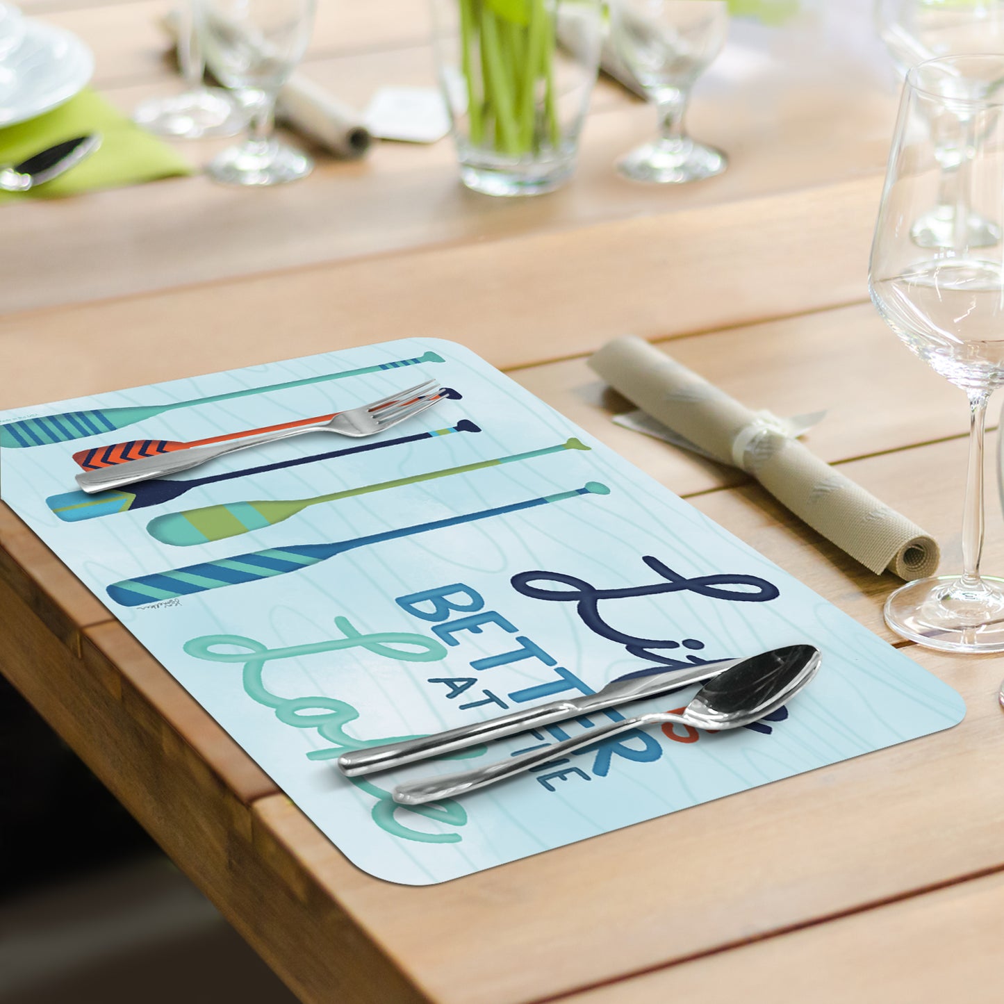 Better at the Lake 4 Pack Reversible Easy Care Flexible Placemats Made in the USA