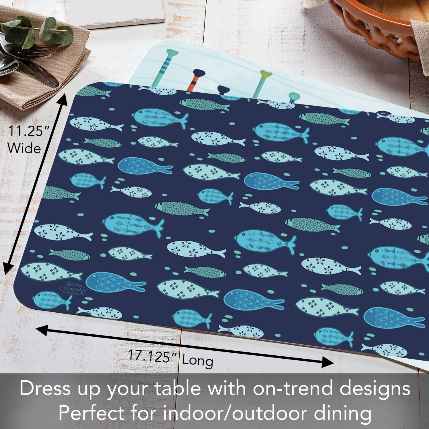 Better at the Lake 4 Pack Reversible Easy Care Flexible Placemats Made in the USA