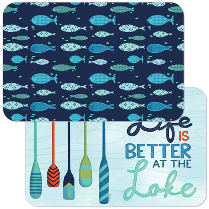 Better at the Lake 4 Pack Reversible Easy Care Flexible Placemats Made in the USA