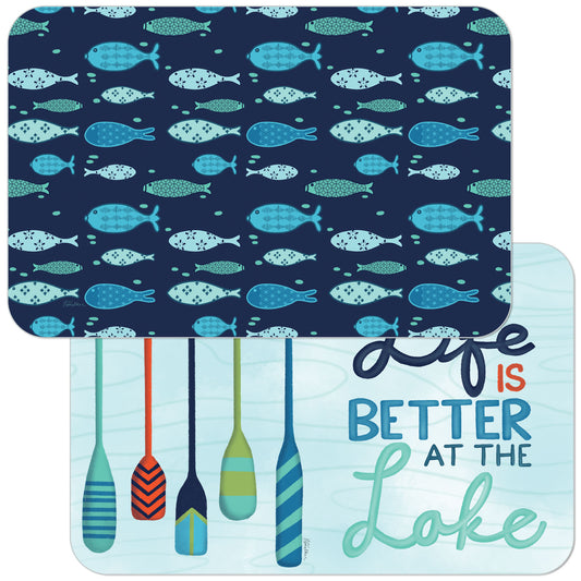 Better at the Lake 4 Pack Reversible Easy Care Flexible Placemats Made in the USA