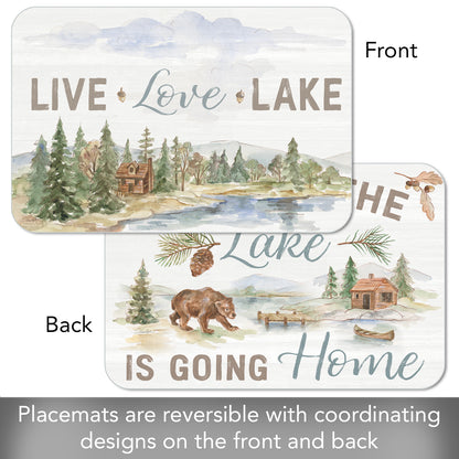 CounterArt Rustic Lake 4 Pack Reversible Easy Care Flexible Placemats Made in the USA