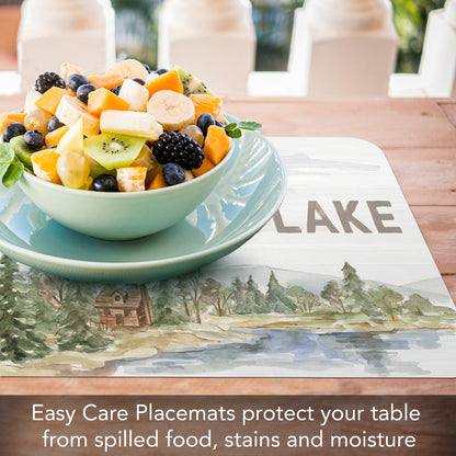 CounterArt Rustic Lake 4 Pack Reversible Easy Care Flexible Placemats Made in the USA