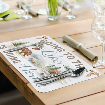 CounterArt Rustic Lake 4 Pack Reversible Easy Care Flexible Placemats Made in the USA