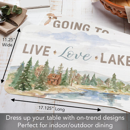 CounterArt Rustic Lake 4 Pack Reversible Easy Care Flexible Placemats Made in the USA
